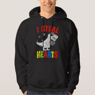 Ik Steal Hearts Dinosaur Autism Awareness Toddler  Hoodie
