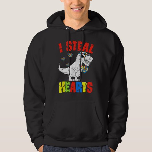 Ik Steal Hearts Dinosaur Autism Awareness Toddler  Hoodie (Voorkant)