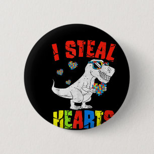 Ik Steal Hearts Dinosaur Autism Awareness Toddler  Ronde Button 5,7 Cm