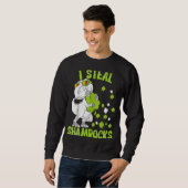 Ik Steal Shamrocks st patrick's dag Dinosaur 5 Trui (Voorkant volledig)