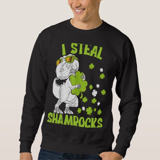 Ik Steal Shamrocks st patrick's dag Dinosaur 5 Trui (Voorkant)