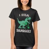 Ik Steal Shamrocks st patrick's dag Dinosaur T-shirt (Voorkant)
