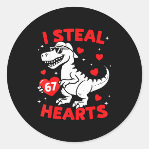 Ik steel 67 Hart Dinosaur Voor Jongens Meisjes Kin Ronde Sticker