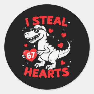 Ik steel 67 hart dinosaurus voor jongens meisjes k ronde sticker