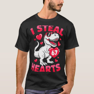 Ik steel 67 harten Grappige 67 Valentijnsdag Dinos T-shirt