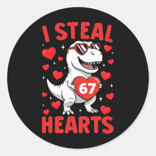 Ik steel 67 harten T Rex Funny Valentine 67 Meme T Ronde Sticker