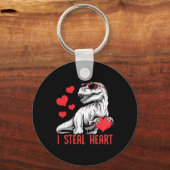 Ik steel hart T-rex dinosaurus valentijn kinderen Sleutelhanger (Voorkant)