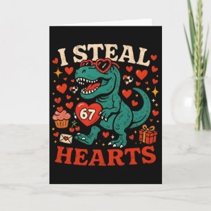 Ik steel harten 67 Funny Valentine T-rex Dinosaur  Kaart