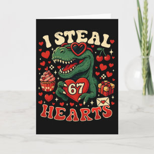Ik steel harten 67 Funny Valentine T-rex Dinosaur  Kaart