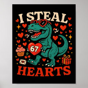 Ik steel harten 67 Funny Valentine T-rex Dinosaur  Poster