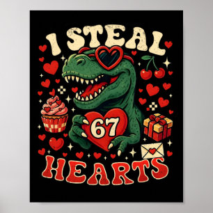 Ik steel harten 67 Funny Valentine T-rex Dinosaur  Poster
