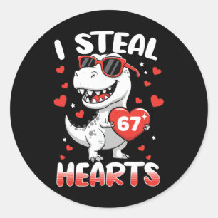 Ik steel harten 67 Meme Grappige Dinosaur Valentin Ronde Sticker