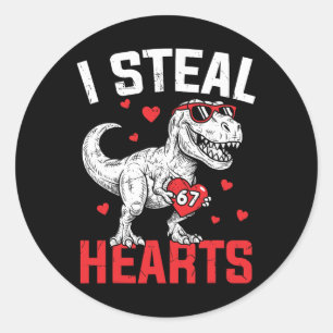 Ik steel harten 67 Meme Valentijnsdag Dinosaur T-r Ronde Sticker