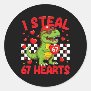 Ik steel harten 67 Valentijnsdag 67 Dinosaur T-re Ronde Sticker