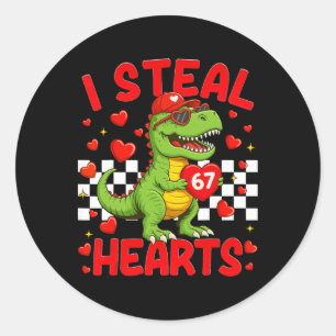 Ik steel harten 67 Valentijnsdag 67 Dinosaur T-rex Ronde Sticker