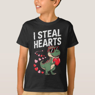 Ik steel harten Cute Valentijnsdinosaurus T-rex T-shirt
