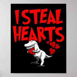 Ik steel harten Dino T-rex Valentijnsdag Kinderen  Poster