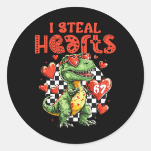 Ik steel harten Dinosaur 67 Valentijnsdag Humor Me Ronde Sticker