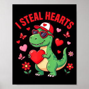 Ik steel harten Dinosaur Trex Dino Liefde Valentij Poster