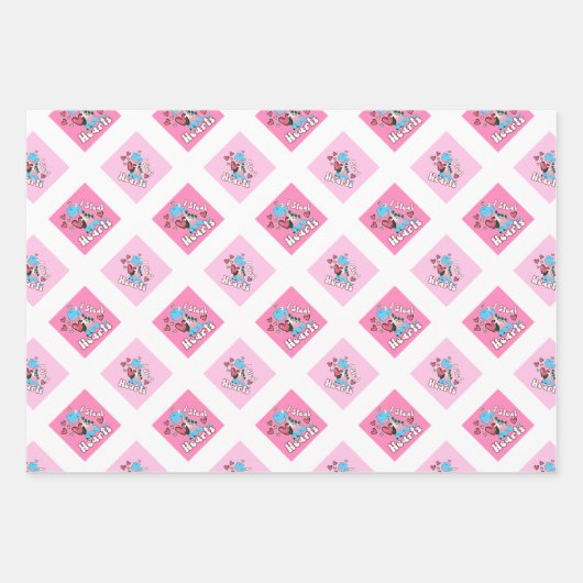 Ik steel harten, dinosaurus in transgender vlag kl inpakpapier vel (Voorkant 3)