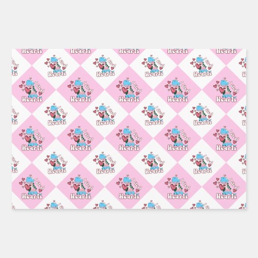 Ik steel harten, dinosaurus in transgender vlag kl inpakpapier vel (Voorkant 2)