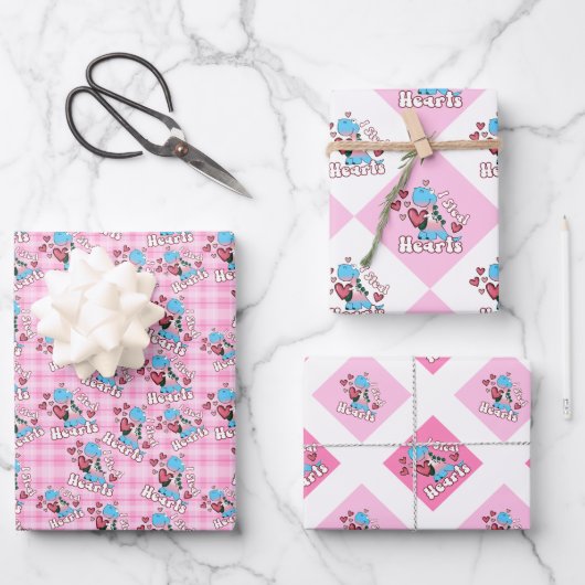 Ik steel harten, dinosaurus in transgender vlag kl inpakpapier vel (Voorkant)