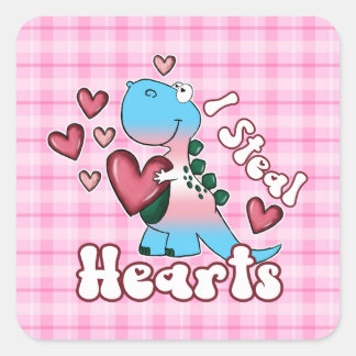 Ik steel harten, dinosaurus in transgender vlag kl vierkante sticker