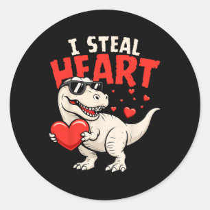 Ik steel harten Dinosaurus Valentijnskaarten voor  Ronde Sticker