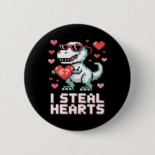 Ik steel harten Grappige T Rex Dinosaurus Valentij Ronde Button 5,7 Cm