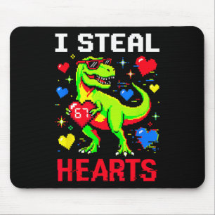 Ik steel harten Pixel Dinosaur Gamer Valentijn Muismat