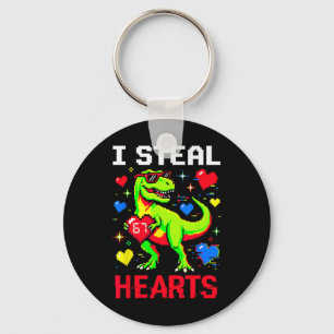 Ik steel harten Pixel Dinosaur Gamer Valentijn Sleutelhanger