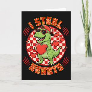 Ik steel harten Retro geruite Valentijnsdag dinosa Kaart