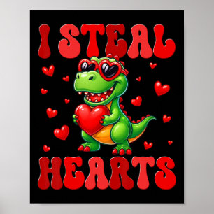 Ik steel harten Schattige dinosaurus hart Valentij Poster