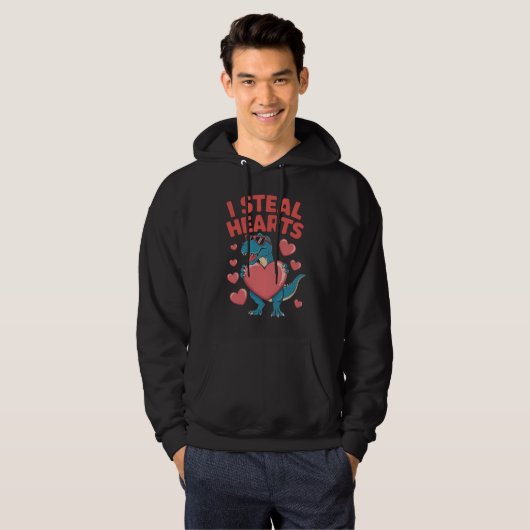 Ik steel harten T Rex dinosaurus Valentijnsdag Hoodie (Voorkant volledig)
