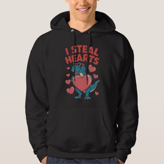 Ik steel harten T Rex dinosaurus Valentijnsdag Hoodie (Voorkant)