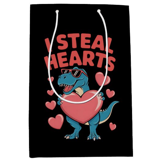 Ik steel harten T rex dinosaurus Valentijnsdag Medium Cadeauzakje (Voorkant)