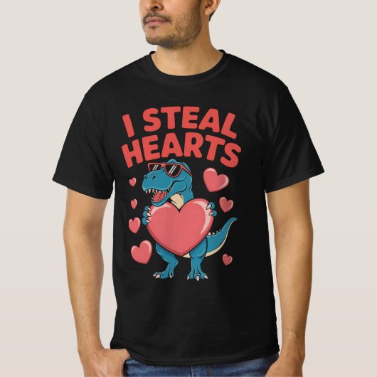 Ik steel harten T rex dinosaurus Valentijnsdag T-shirt (Voorkant)