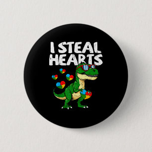 Ik steel harten T-rex puzzel Autisme bewustzijn Di Ronde Button 5,7 Cm