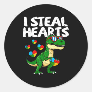 Ik steel harten T-rex puzzel Autisme bewustzijn Di Ronde Sticker