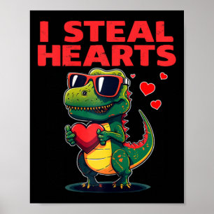 Ik steel harten T-rex Schattige Valentijnsdag Vale Poster
