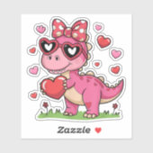 Ik steel harten Trex Dino Bow Valentijnsdag Sticker (Vel)