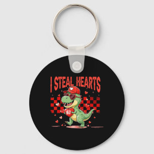 Ik steel harten Valentijn jongens dinosaurus houd  Sleutelhanger
