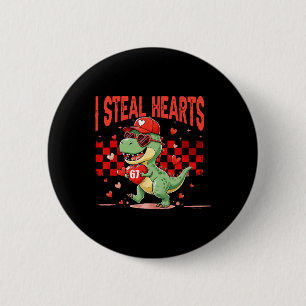 Ik steel harten Valentijn jongens Dinosaurus houdt Ronde Button 5,7 Cm