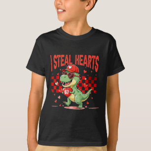Ik steel harten Valentijn jongens dinosaurus houdt T-shirt