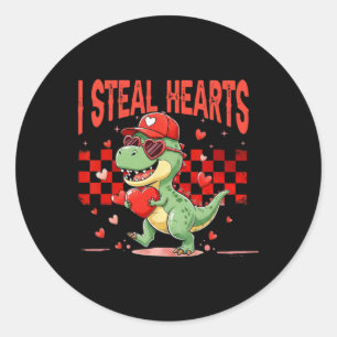 Ik steel harten Valentijn jongens kinderen dinosau Ronde Sticker