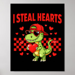 Ik steel harten Valentijnsdag Dinosaur Kusjes Lief Poster