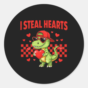 Ik steel harten Valentijnsdag Dinosaur Kusjes Lief Ronde Sticker