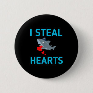 Ik steel harten Valentijnsdag Haai Ronde Button 5,7 Cm