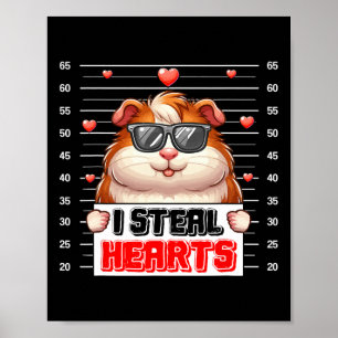 Ik steel Schattigee harten Valentijn cavia sungles Poster