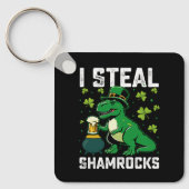 Ik steel Shamrocks T Rex Dinosaurus St Patrick's D Sleutelhanger (Voorkant)